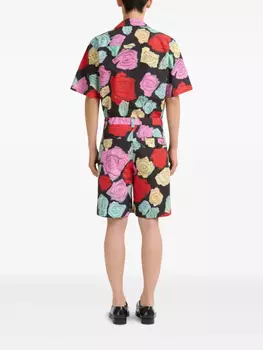 Шорты строгого кроя с цветочным узором Marni, черный