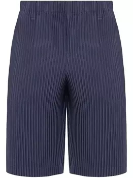 Шорты строгого кроя с плиссировкой Homme Pliss Issey Miyake, синий