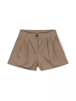Шорты строгого кроя со складками Douuod Kids, коричневый