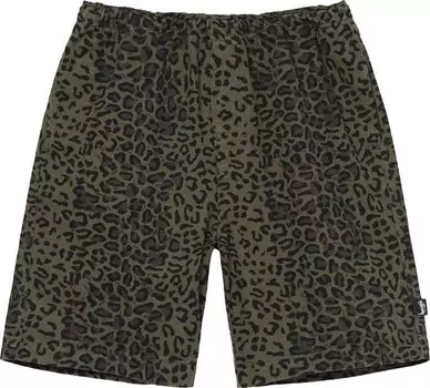 Шорты Stussy Leopard Beach Short 'Olive', зеленый