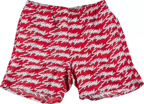 Шорты Supreme Signature Script Logo Water Short 'Red', красный