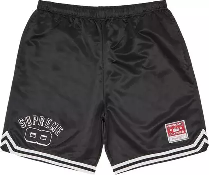 Шорты Supreme x Mitchell & Ness Satin Basketball Short 'Black', черный