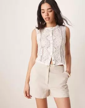 Шорты свободного кроя ASOS DESIGN цвета бежевый с добавлением льна