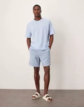 Шорты свободного кроя ASOS DESIGN из льна синего цвета с застежкой-молнией