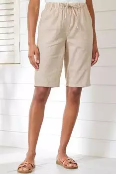 Шорты свободного кроя из льняной смеси, внутренняя часть штанины 11,5 дюймов (29 см). Cotton Traders, белый