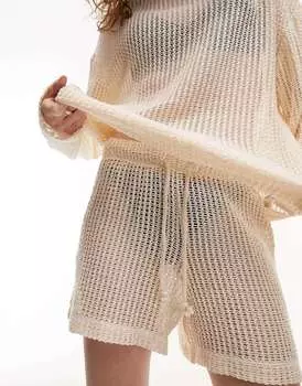 Шорты свободного кроя в стиле пляжного цвета Topshop цвета экрю