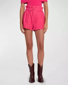 Шорты Tailored Paper Bag из смесового льна 7 for all mankind