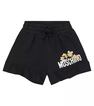 Шорты teddy bear из хлопкового джерси Moschino, черный