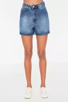 Шорты - Темно-синие - Высокая талия Trendyol, темно-синий