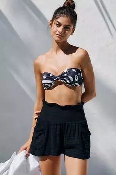 Шорты The Kaveri Anthropologie с завышенной талией и сборками, черный