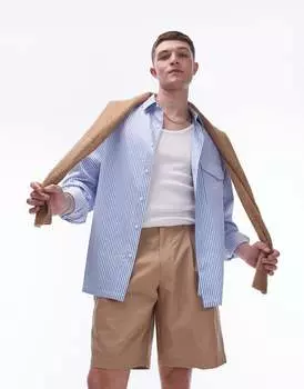 Шорты Topman Wide Leg With Double Pleats, серо-коричневый