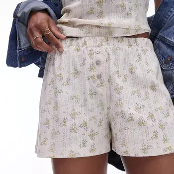 Шорты Topshop Co ord Ditsy Floral Pointelle Box, мультиколор