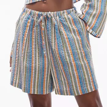 Шорты Topshop Co-ord Seersucker Striped, мультиколор