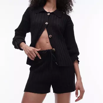 Шорты Topshop Knitted Co-ord Rib, черный