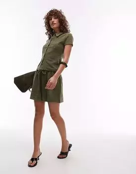 Шорты Topshop с кулиской и шнурком цвета хаки