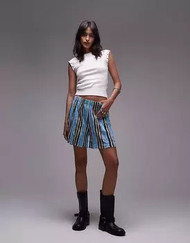 Шорты Topshop с широкими штанинами и полосками, разноцветные