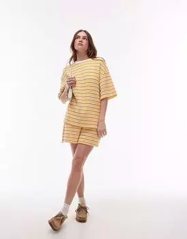 Шорты Topshop с текстурированной полоской оранжевого цвета