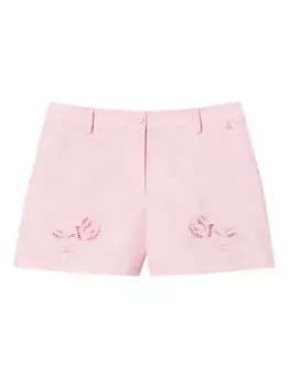 Шорты TWINSET floral-embroidered short, розовый