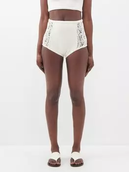 Шорты ubari из органического льна со вставками крючком Le Kasha, белый