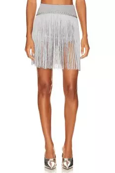 Шорты Understated Leather Satine Knitted Fringe Shorts, цвет Silver Lurex