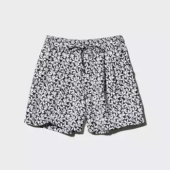Шорты Uniqlo AIRism Easy Helsinki Leaves, черный