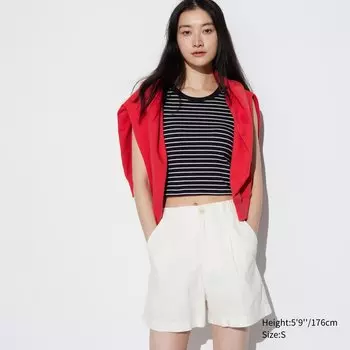 Шорты Uniqlo из льна и хлопка, молочный