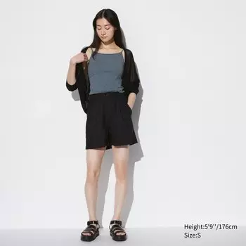 Шорты Uniqlo из льна и хлопка, черный