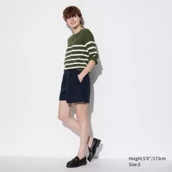 Шорты Uniqlo из льна и хлопка, темно-синий