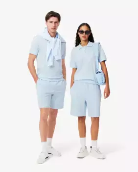 Шорты унисекс из хлопкового флиса Lacoste, голубой