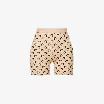 Шорты узкого кроя из эластичного полиамида с лунным принтом Marine Serre, черный