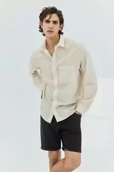 Шорты узкого кроя из хлопкового твила H&M, серый