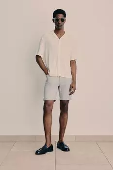 Шорты узкого кроя из хлопкового твила H&M, серый