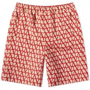 Шорты Valentino Logo, красный/бежевый