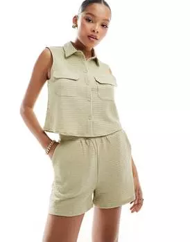 Шорты Vero Moda Textured Jersey Co-ord, светло-зеленый