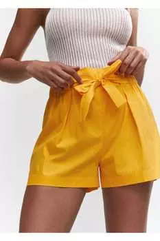 Шорты в бумажном пакете с лентой Mango, желтый