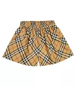 Шорты в клетку burberry из смесового хлопка Burberry Kids, мультиколор