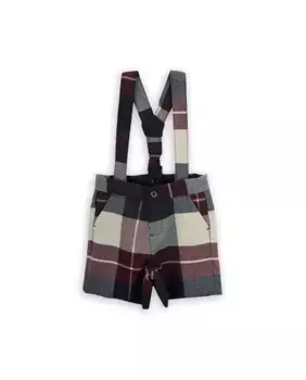Шорты в клетку для мальчика на съемных бретелях KNOT, мультиколор