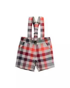 Шорты в клетку для мальчика с карманами и лямками KNOT, разноцветные