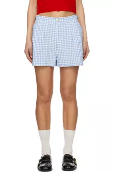 Шорты в клетку из жатой ткани Marni, синий