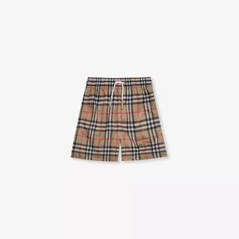 Шорты в клетку malcol с эластичной резинкой на талии, 4–14 лет Burberry, бежевый