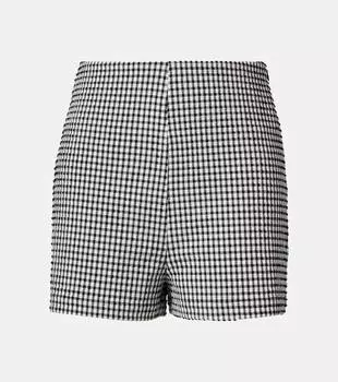 Шорты в клетку с высокой талией Rhe, Black Gingham Check
