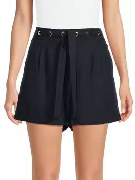 Шорты в полоску из льняной смеси Ellen Tracy, темно-синий