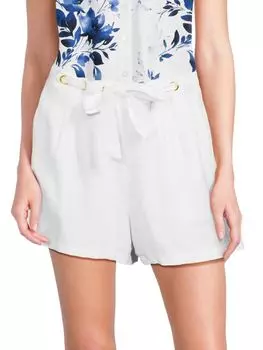 Шорты в полоску из льняной смеси Ellen Tracy, белый