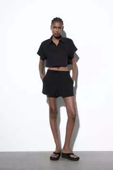 Шорты в полоску Zara, черный