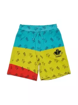 Шорты в стиле колор-блок с логотипом Dsquared2 Kids, зеленый