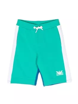 Шорты в стиле колор-блок с логотипом Emporio Armani Kids, зеленый