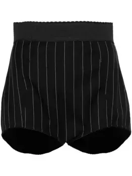 Шорты в тонкую полоску с завышенной талией DOLCE & GABBANA, черный