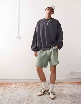 Шорты вафельные Adidas Originals Trefoil Essentials зеленого цвета