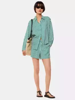 Шорты Whistles Seaside Stripe Linen Blend, цвет green/multi