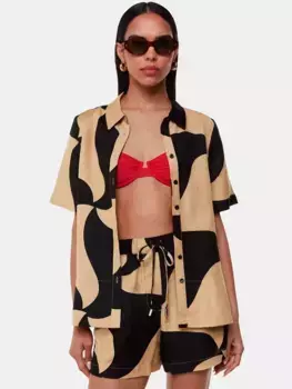 Шорты Whistles Swirl Linen Blend, цвет black/tan